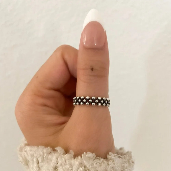 925 Sterling Silver Bead Ring Dainty Ring Band Thin Ring Stackable Ring Band - Picture 9 of 9
